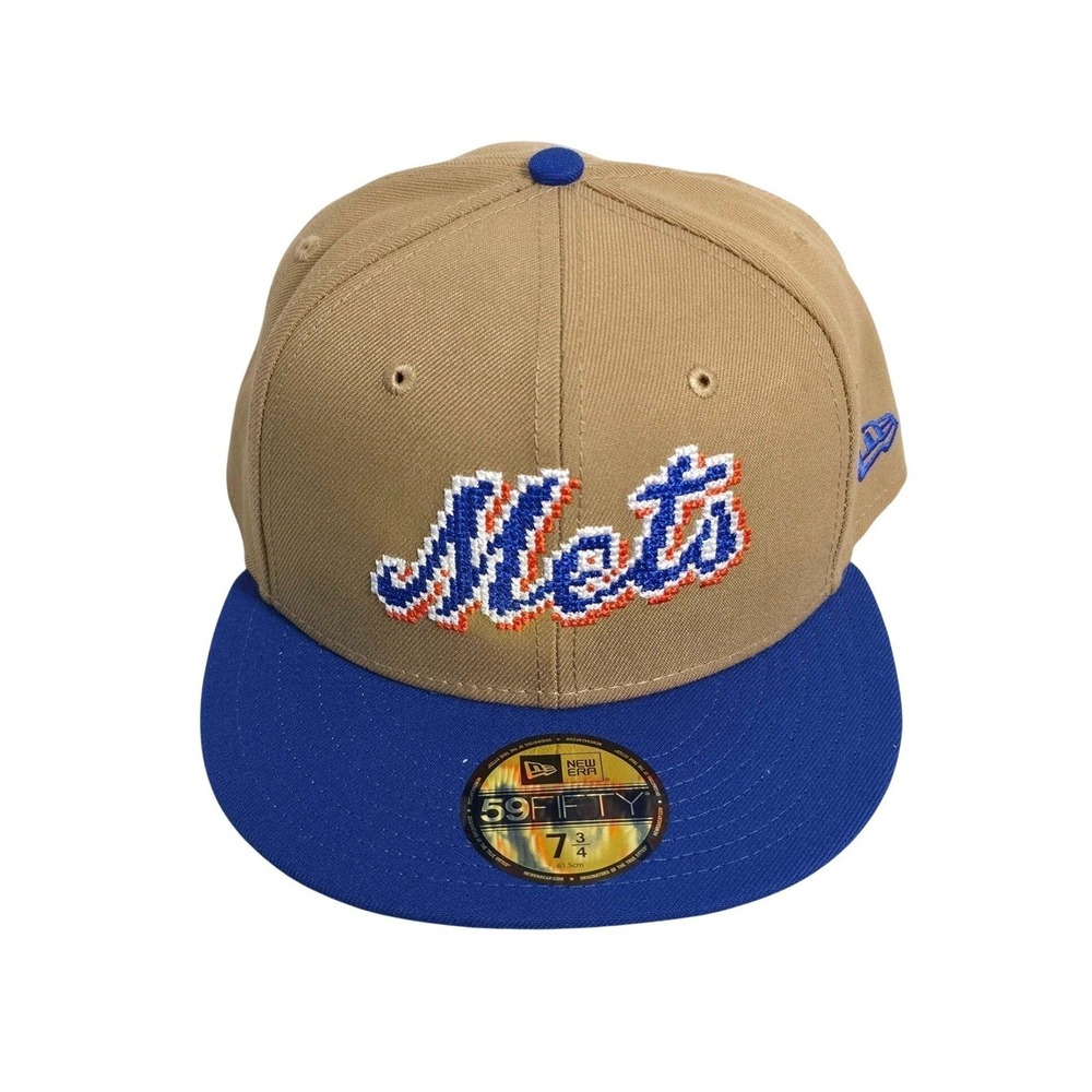 New Era 59Fifty New York Mets NY 8 Bit Pixels Woodmark Size 7 3/4 Fitted Hat Cap